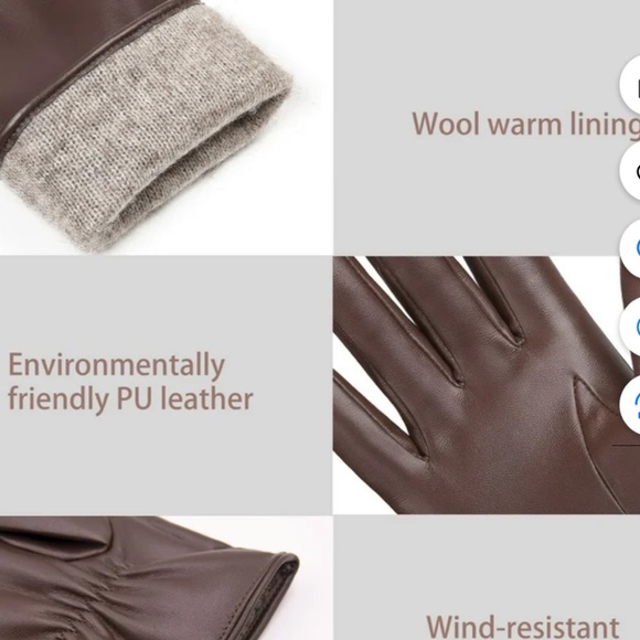 OZERO Winter Gloves Women PU Leather Touchscreen Windproof Water-resistant - Picture 2 of 3